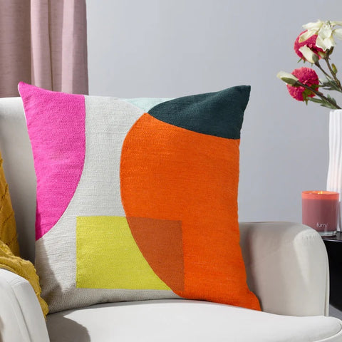 Anjo Embroidered Cushion Natural/Multicolour