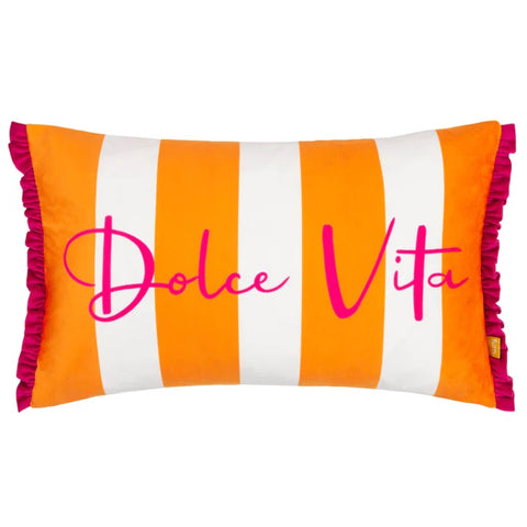 Dolcevita Striped Velvet Cushion Orange/Pink