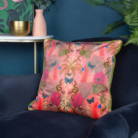 Exotic Canopy Illustrated Cushion Pink