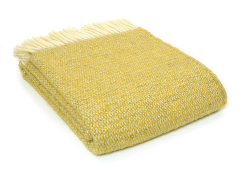 New in Tweedmill Yellow Illusion Wool Blanket Throw