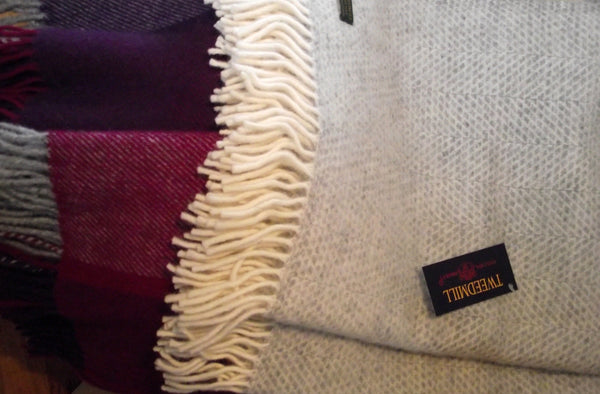Tweedmill Soft Grey Beehive Wool Blanket Throw