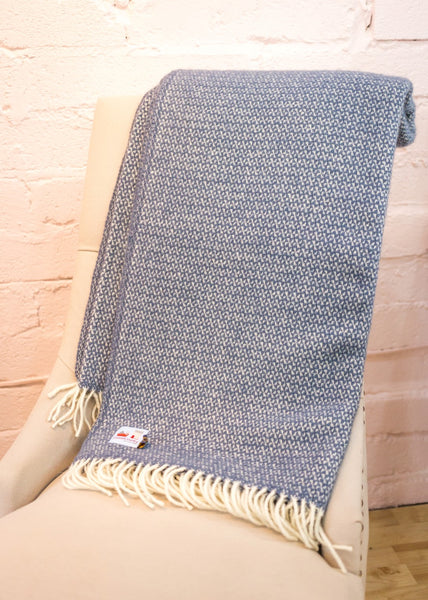 Best selling Tweedmill Blue Slate Illusion Wool Blanket Throw