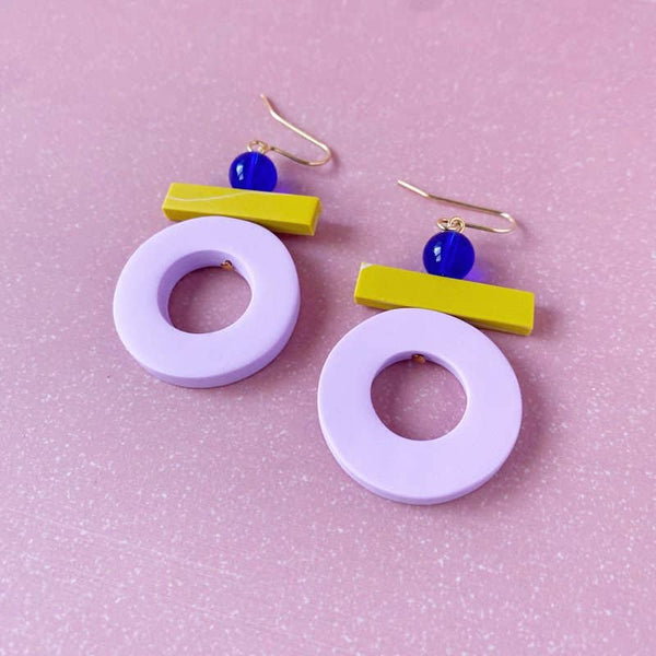 Sol Earrings - Lavender & Mustard: Gold Plated Hooks
