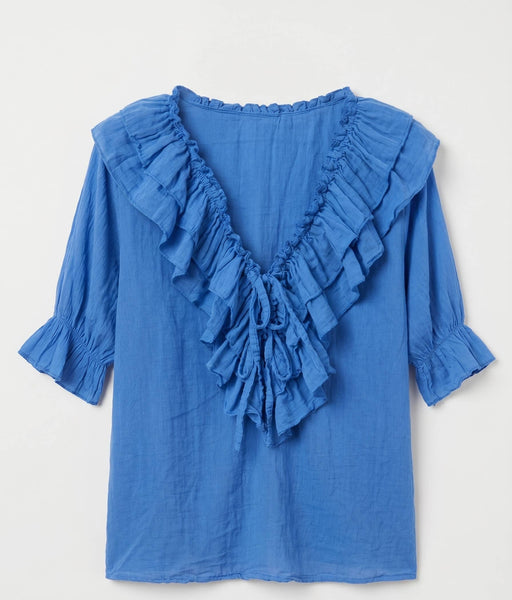 Ruffled Cotton Voile Blouse @10646_BsVoileFroufrou: Pale pink