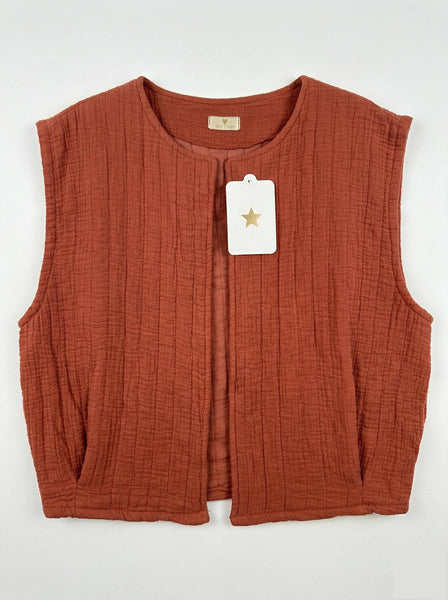 Quilted Vest with Pockets @4804_GiMPoches: Blanc