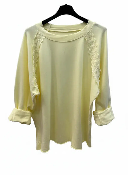 Long Sleeve Lace Sweatshirt: Sky
