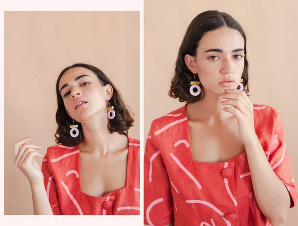 Sol Earrings - Lavender & Mustard: Gold Plated Hooks