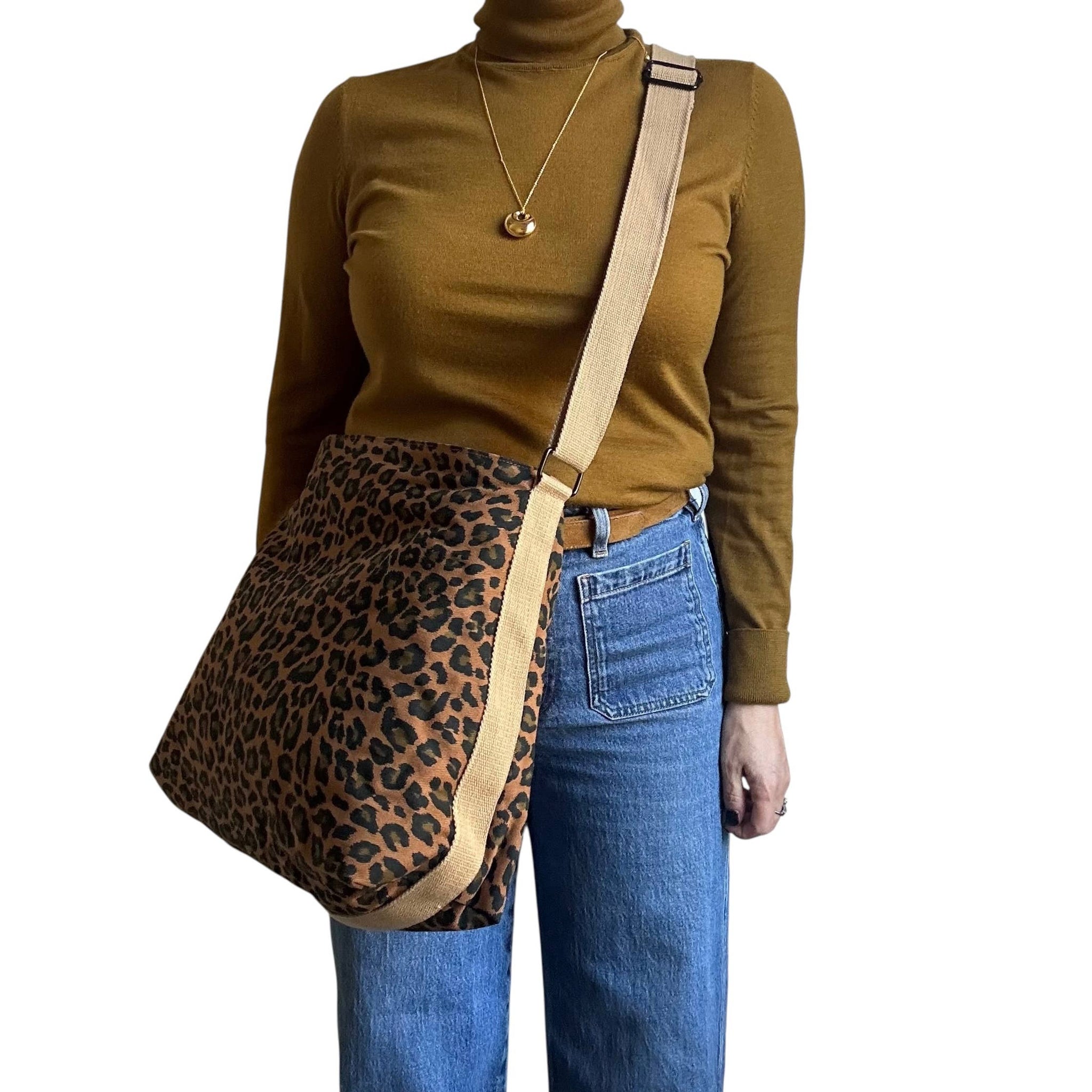 Portland messenger bag  - brown leopard print