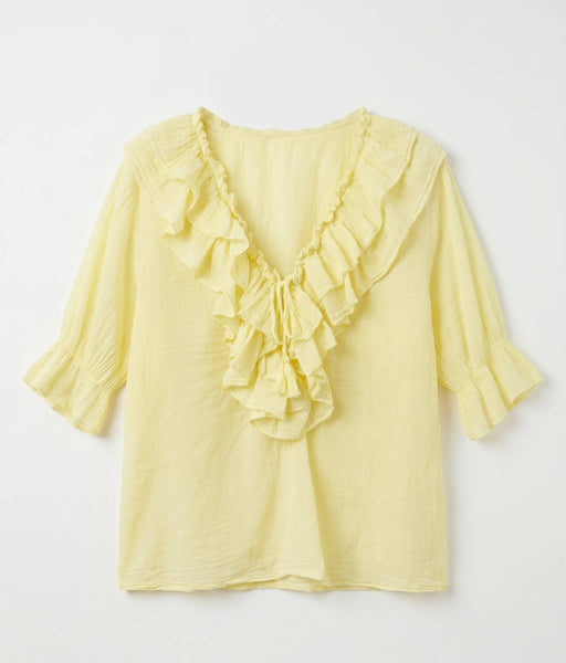Ruffled Cotton Voile Blouse @10646_BsVoileFroufrou: White