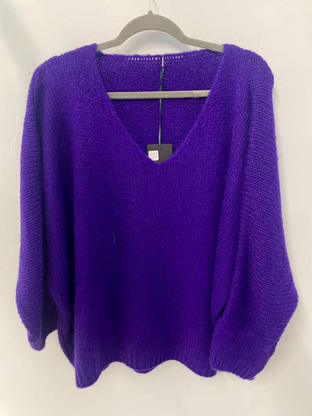 Italian One Size Mohair blend deep purple jumper