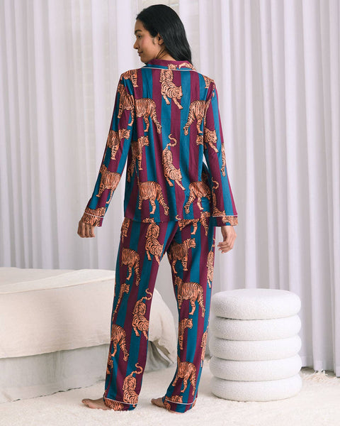 Tiger Stripe Print Long Pyjama Set: UK 10