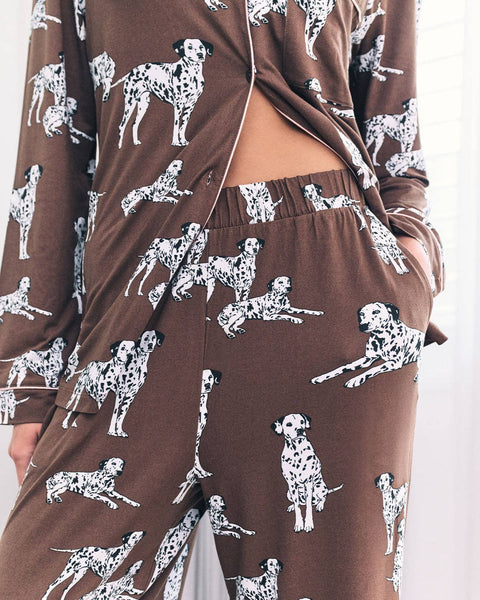 Dalmatian Dog Print Long Pyjama Set: UK 10