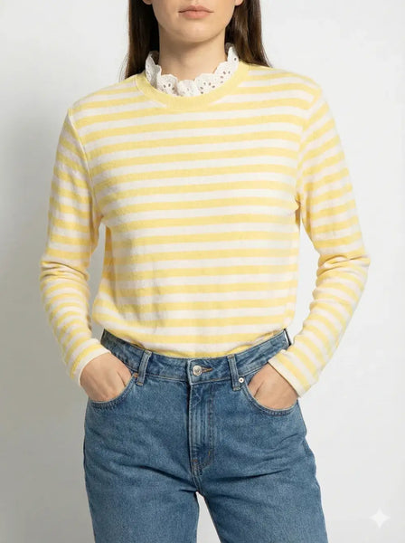 Top with English Embroidery Collar: Pink