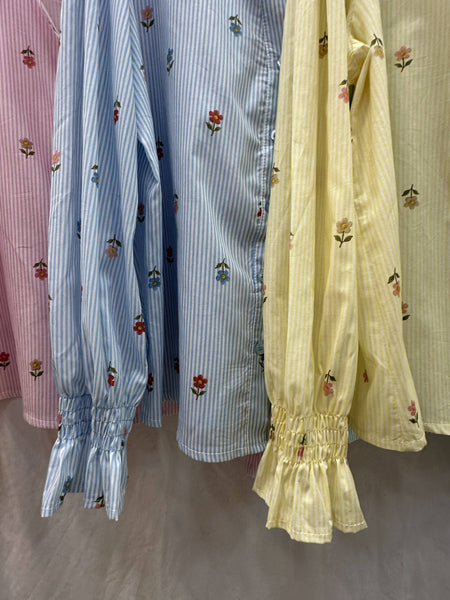 Striped floral print shirt @69388_ChRPaquerette: Rose bonbon