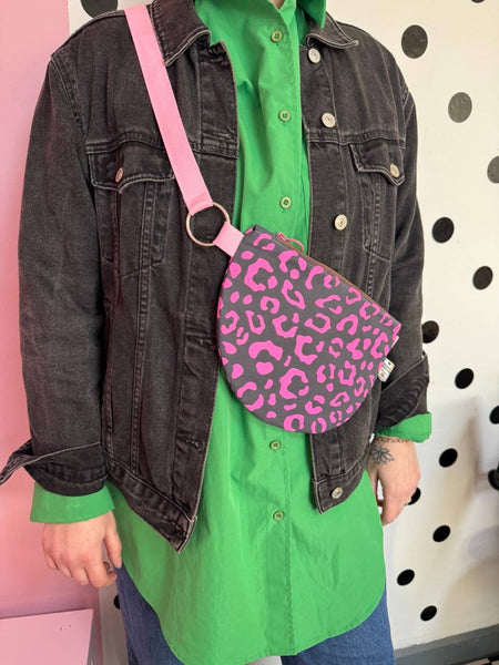 Handprinted on waxed canvas crossbody bag