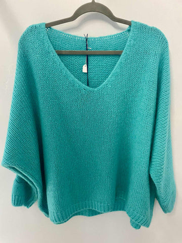 Italian One Size Mohair blend Tiffany blue jumper