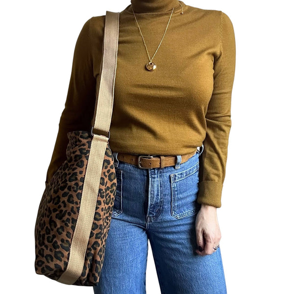 Portland messenger bag  - brown leopard print