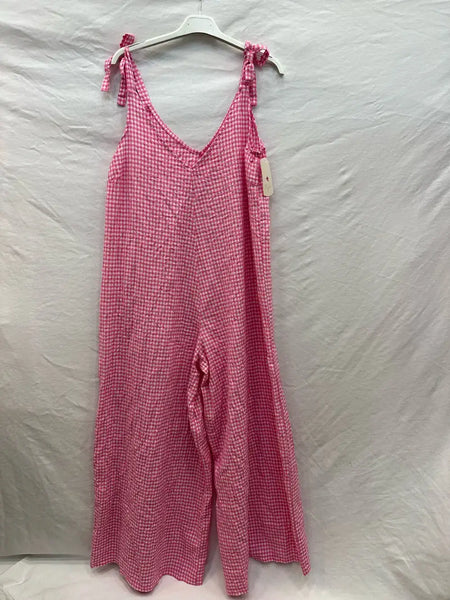 Gingham Cotton Jumpsuit @2307_CbVichy: Fuchsia
