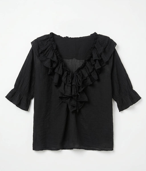 Ruffled Cotton Voile Blouse @10646_BsVoileFroufrou: Pale pink