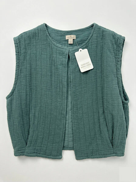 Quilted Vest with Pockets @4804_GiMPoches: Blanc