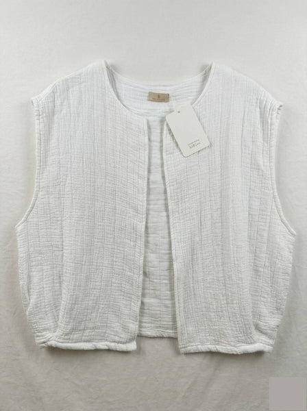 Quilted Vest with Pockets @4804_GiMPoches: Blanc