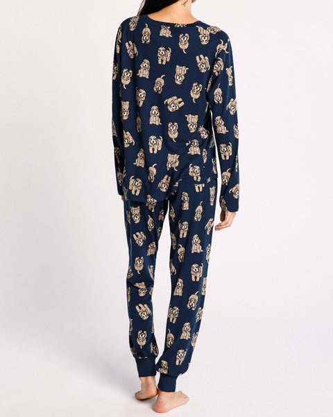 Navy Cockapoo Print: Navy / M
