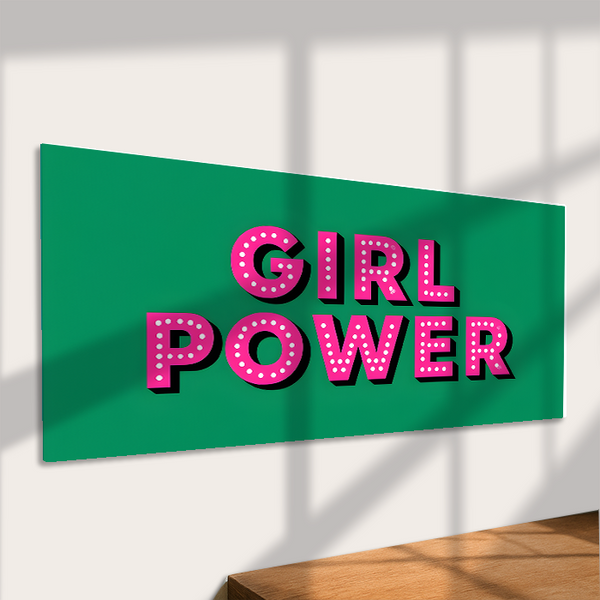 Girl Power Metal Sign – Bold Feminist Pink Retro Wall Art