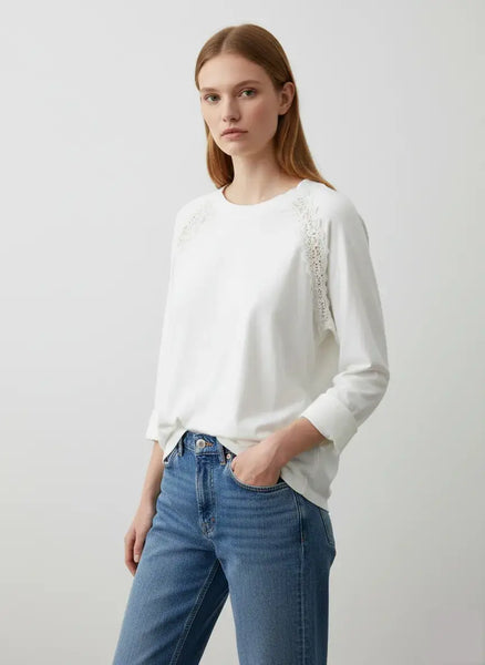Long Sleeve Lace Sweatshirt: Sky