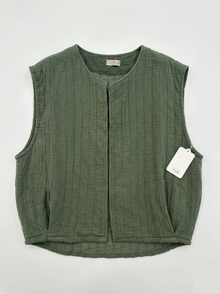 Quilted Vest with Pockets @4804_GiMPoches: Blanc