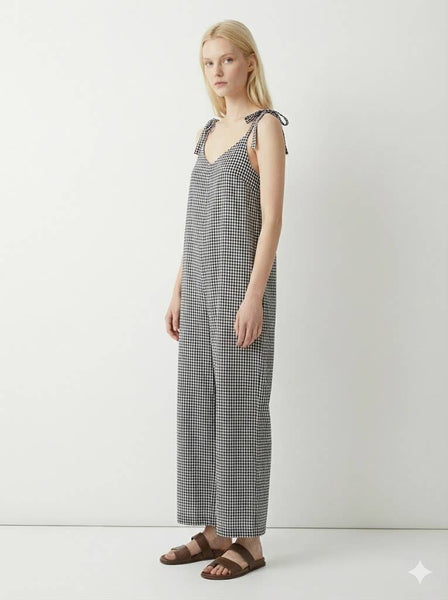 Gingham Cotton Jumpsuit @2307_CbVichy: Navy