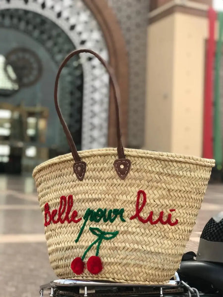 Customized basket, beach bag, Straw Bag Handmade: Brown