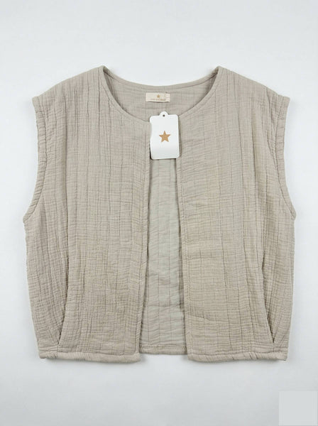 Quilted Vest with Pockets @4804_GiMPoches: Blanc