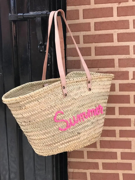Customized basket, beach bag, Straw Bag Handmade: Brown