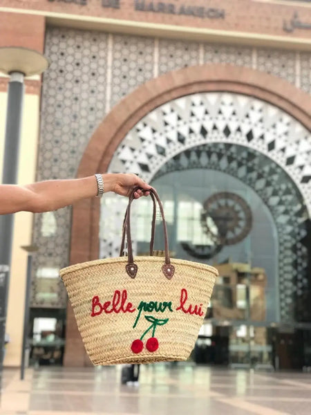 Customized basket, beach bag, Straw Bag Handmade: Brown
