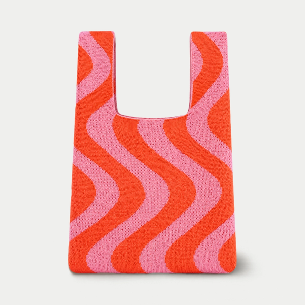 Sunset Swirl - Knitted Bag: Pink and orange / Medium