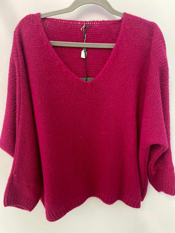 Italian One Size Mohair blend New Deep Fuchsia pink jumper