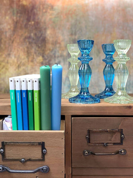 Green and Blue Dinner Candles - Summer Home Décor 1 of each