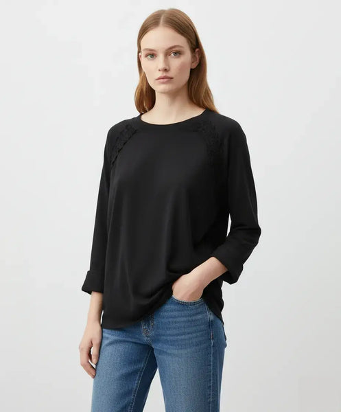 Long Sleeve Lace Sweatshirt: Sky