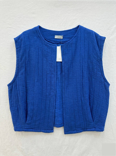 Quilted Vest with Pockets @4804_GiMPoches: Blanc