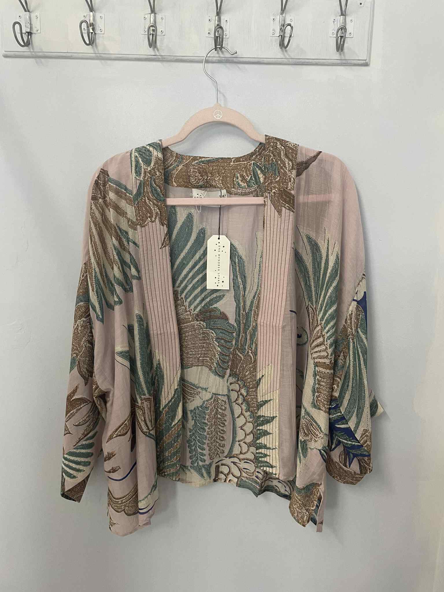 One Hundred Stars Crane Pink Mini Kimono