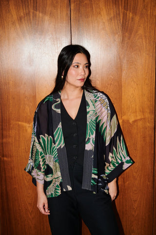 One Hundred Stars Crane Emerald Mini Kimono