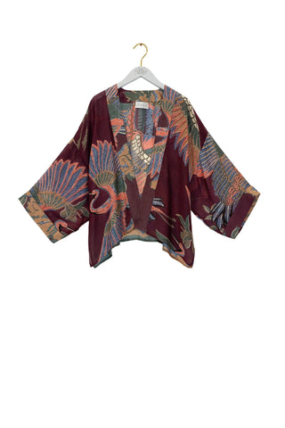 One Hundred Stars Crane Plum Mini Kimono