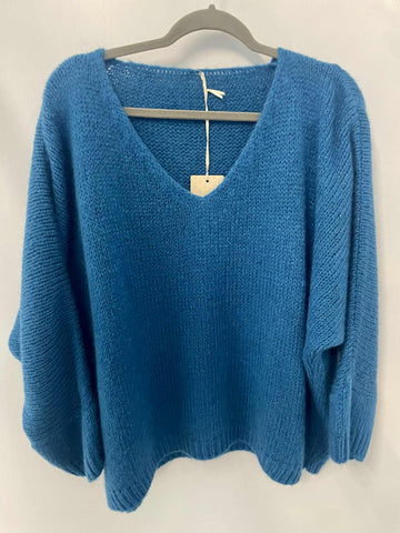 Italian One Size Mohair blend Dark Teal blue jumper