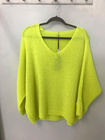Italian One Size Mohair blend Neon yellow jumper