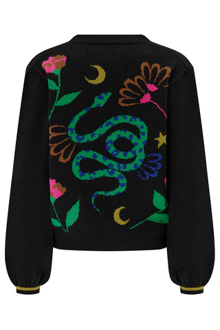 Sugarhill Black Floral Snake Cardigan