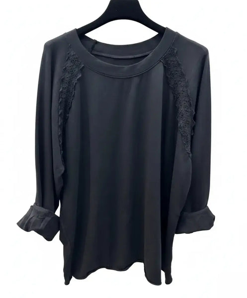 Long Sleeve Lace Sweatshirt: Sky