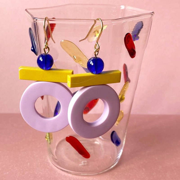 Sol Earrings - Lavender & Mustard: Gold Plated Hooks
