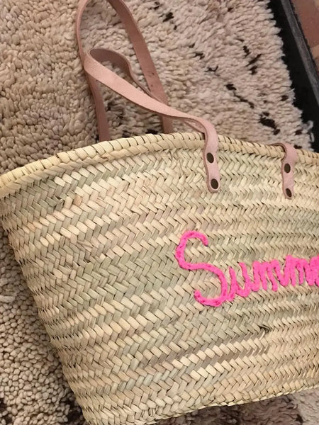Customized basket, beach bag, Straw Bag Handmade: Brown