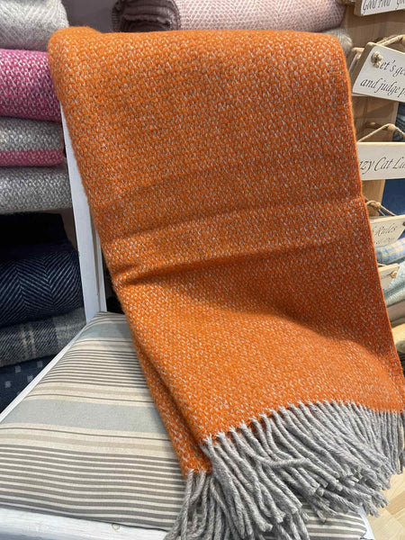 Tweedmill Pumpkin Orange Illusion Wool Blanket Throw