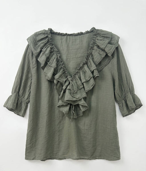 Ruffled Cotton Voile Blouse @10646_BsVoileFroufrou: Pale pink